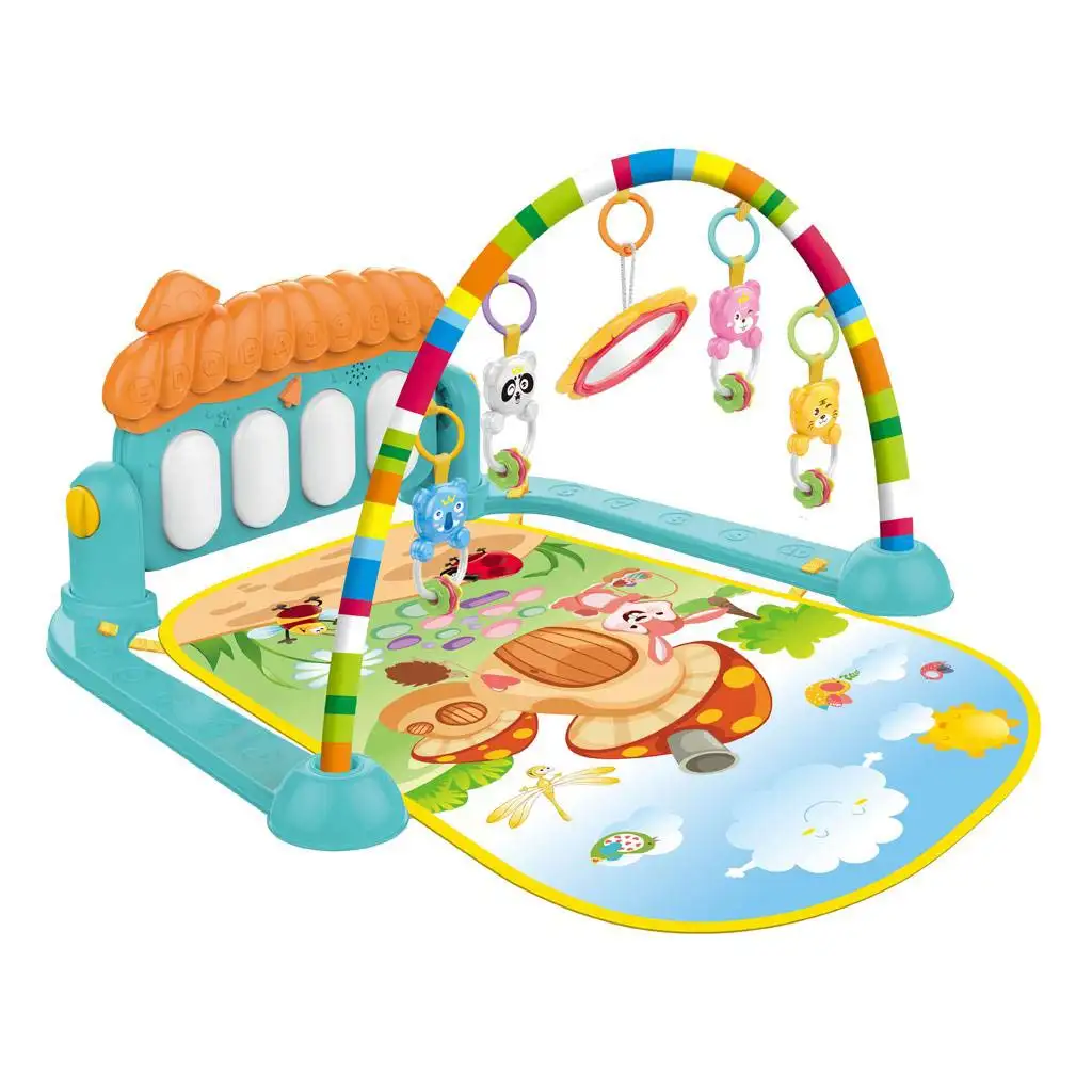 Fröhliche Spielmatte mit Tier-Rasseln für Babys kép 2