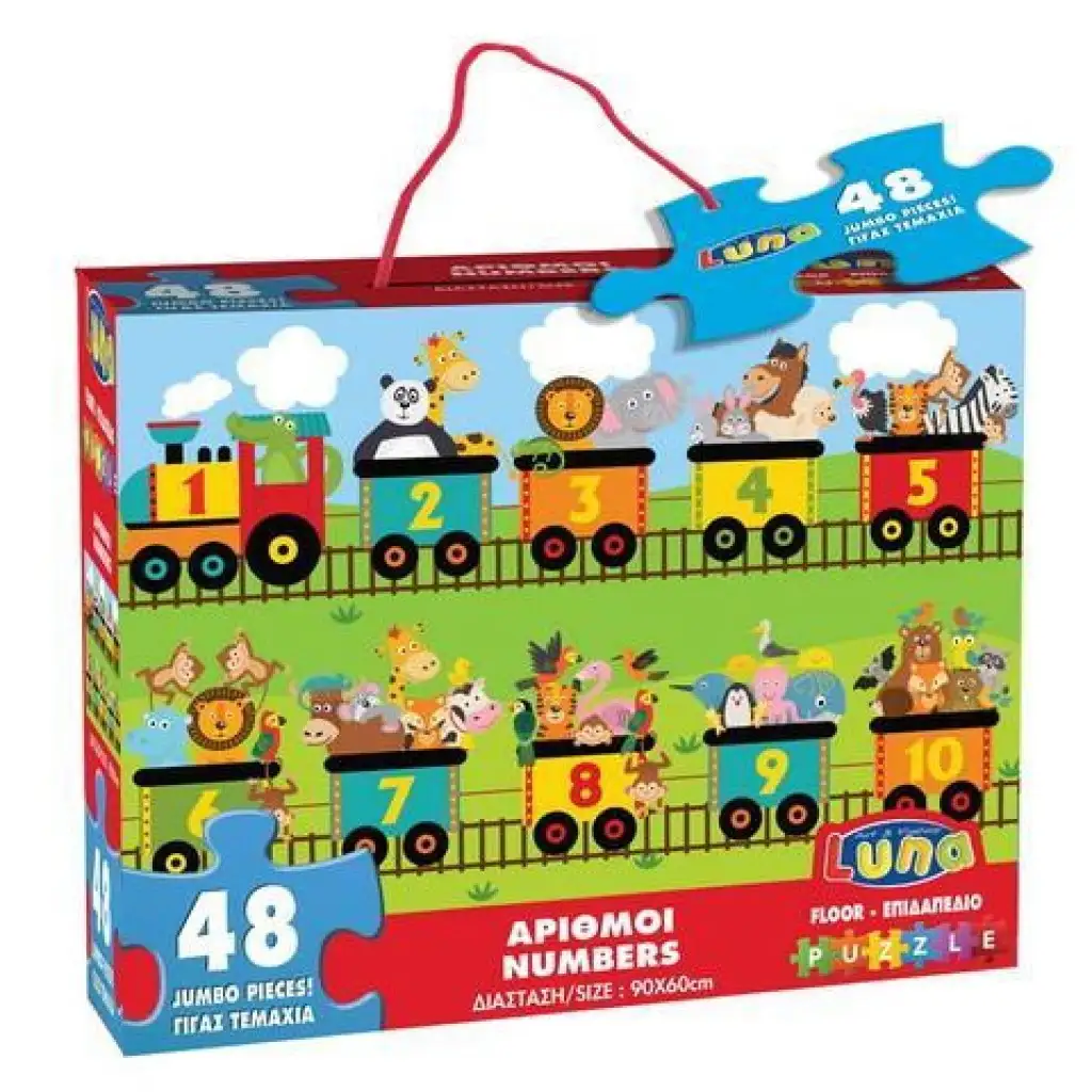 Fröhliche Zahlen 48-teiliges Puzzleteppich 90x60cm