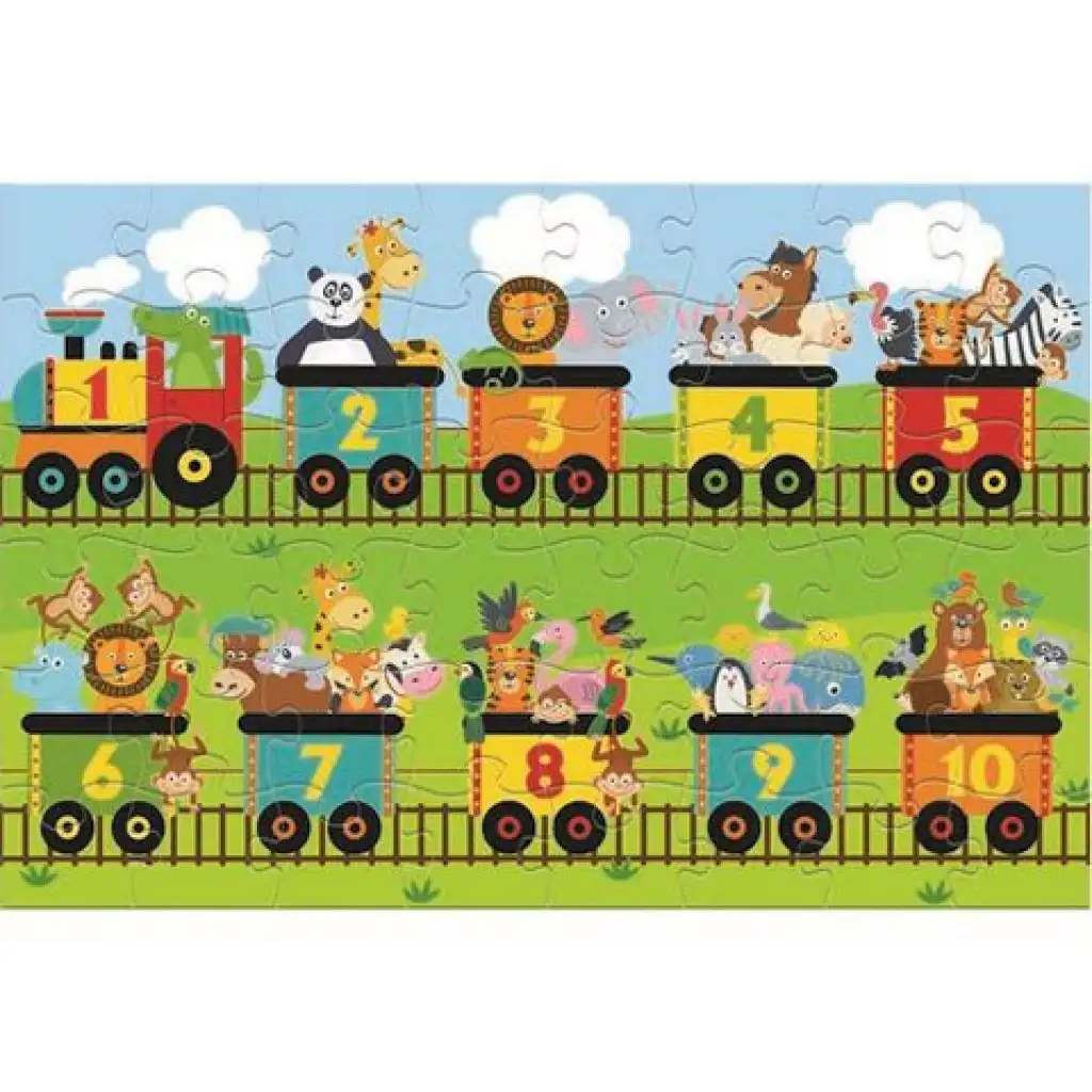 Fröhliche Zahlen 48-teiliges Puzzleteppich 90x60cm kép 2