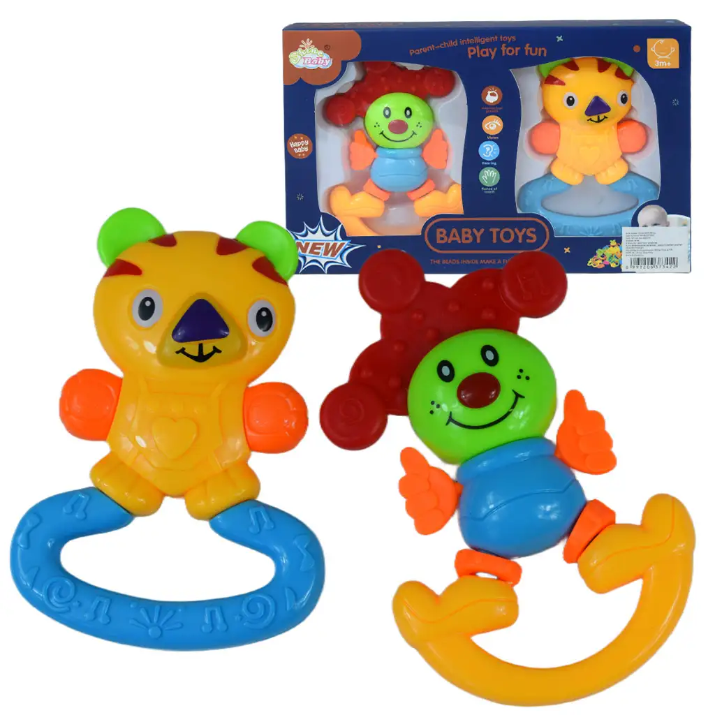 Fröhlicher Clown Baby Rassel und Beißring 2er-Set