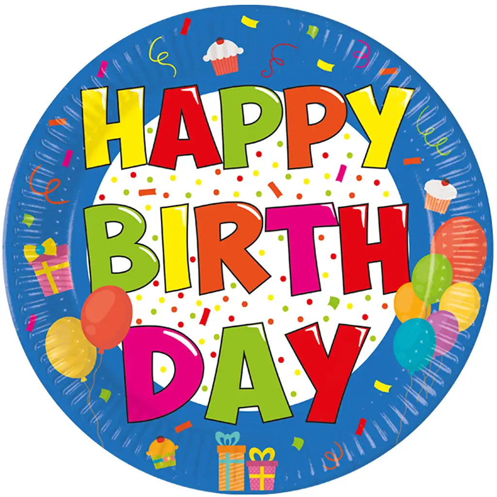 Fröhlicher Geburtstag "Happy Birthday" Partyteller 8er-Set