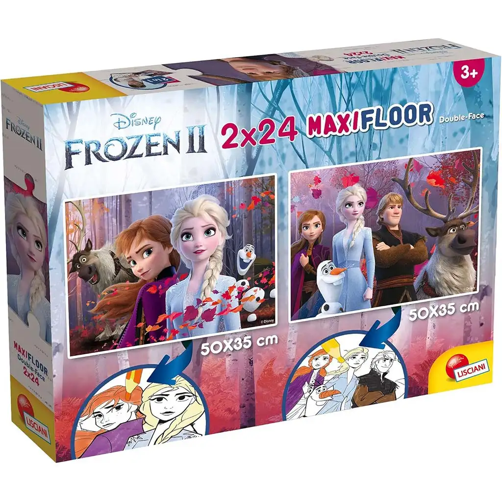 Frozen 2-in-1 Maxi 2x24-teiliges Puzzle und Malbuch 50x35cm – Lisciani