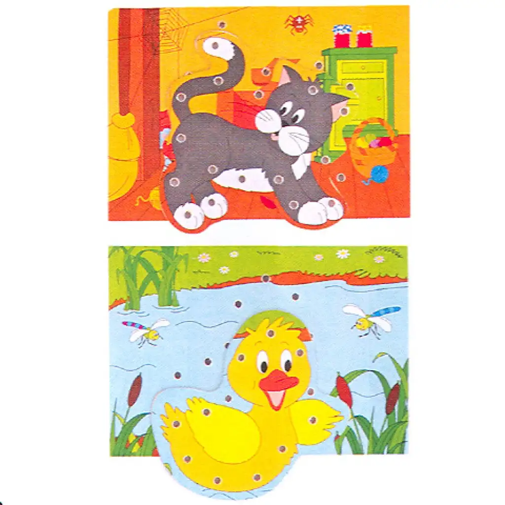 Holzbild mit Tieren zum Auffädeln kép 3