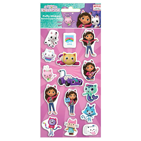 Gabis Puppenhaus 3D Puffy Sticker Set auf einem 10x22cm Bogen