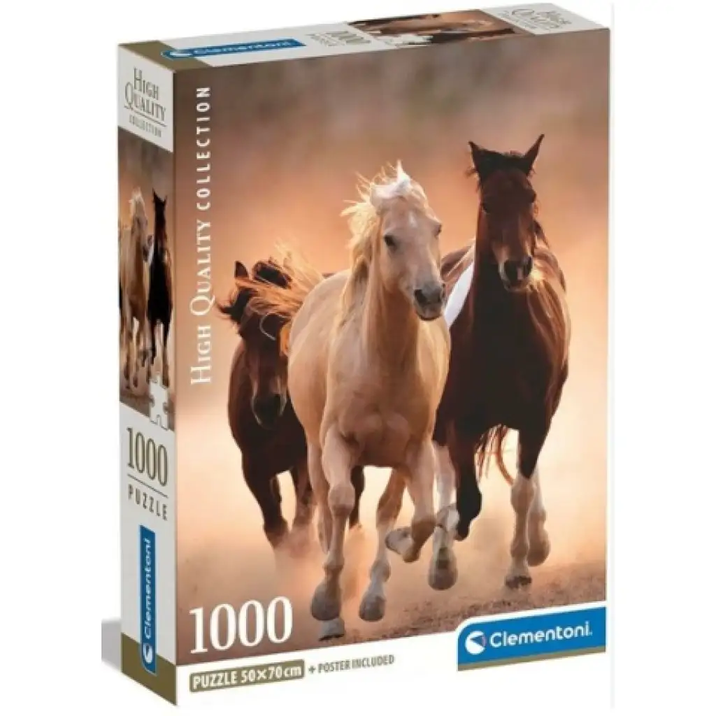 Galoppierende Pferde HQC 1000-teilige Puzzle mit Poster - Clementoni
