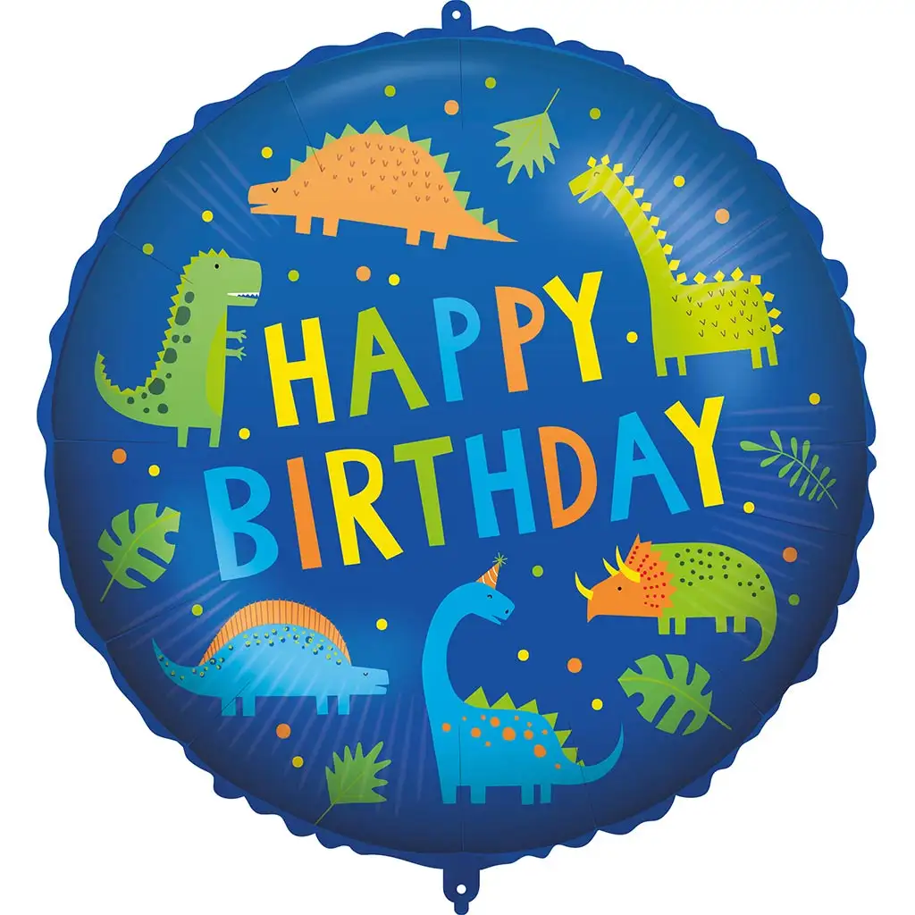 Geburtstags-Folienballon – mit „Happy Birthday“-Aufschrift, Dinosaurier-Muster, 46 cm