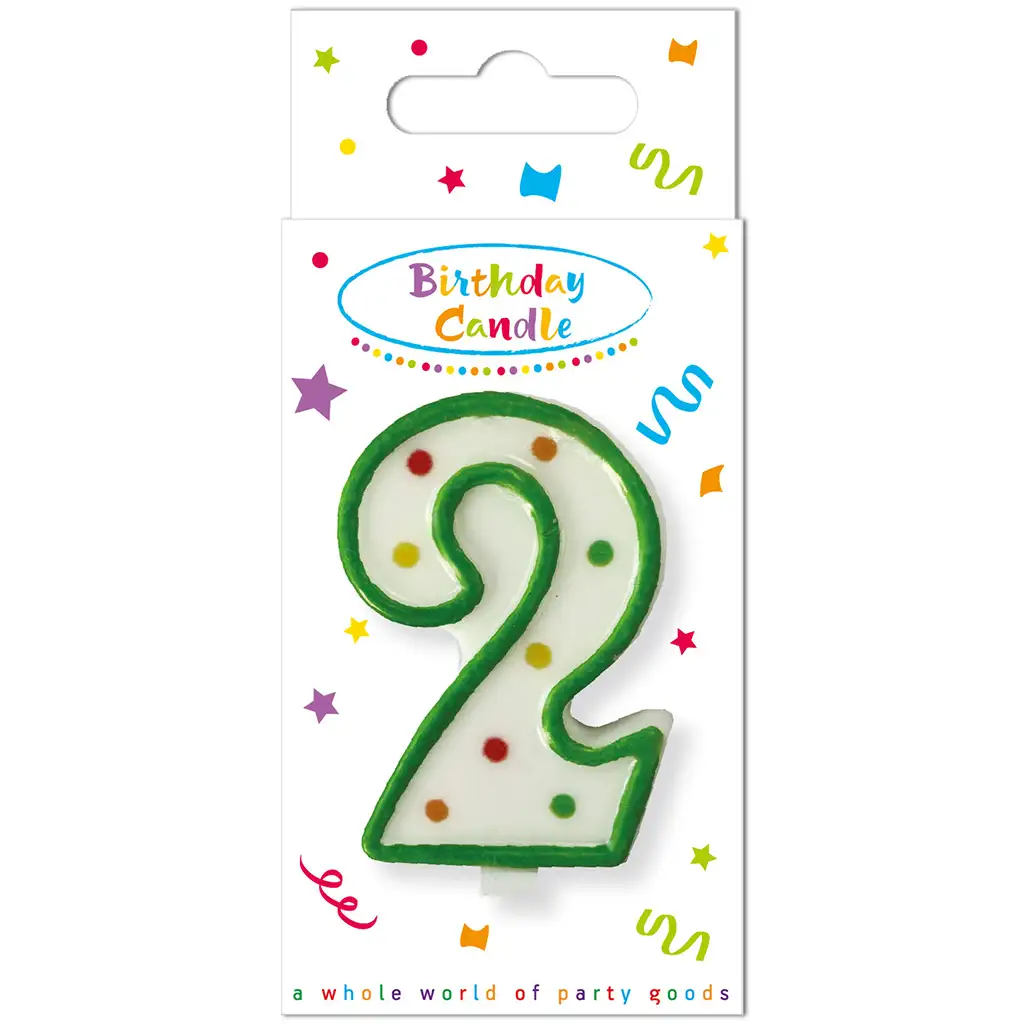 Geburtstagskerze mit Punkten, Zahl 2
