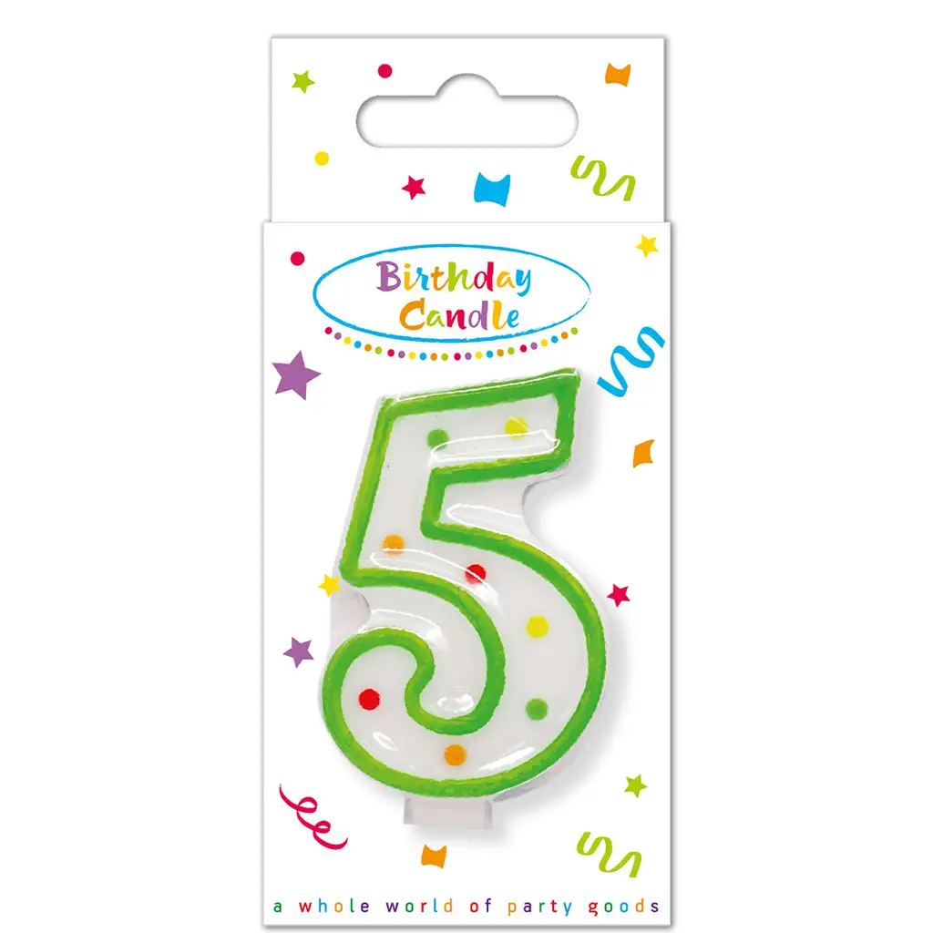 Geburtstagskerze mit Punkten, Zahl 5