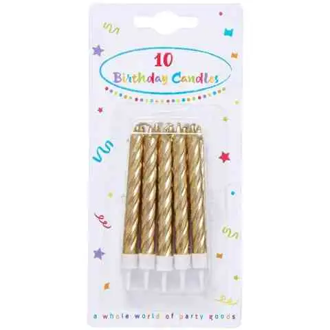 Gedrehte goldfarbene Kerzen 10er-Set