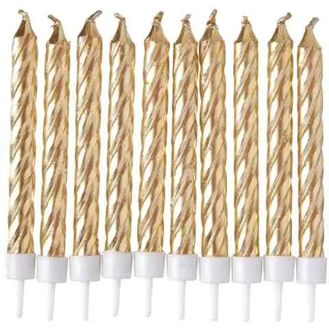 Gedrehte goldfarbene Kerzen 10er-Set kép 2
