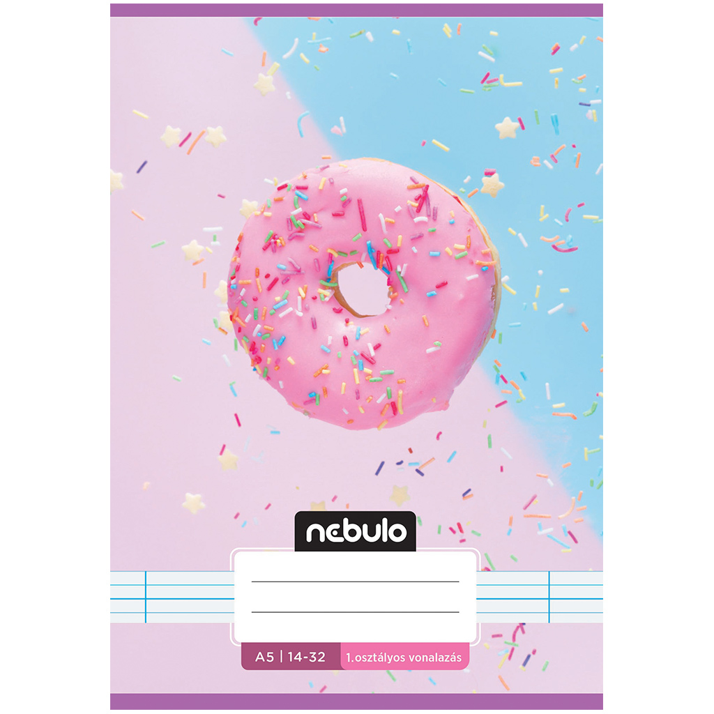 Geheftetes liniertes Heft für die 1. Klasse mit Donut-Muster, 14-32, A/5