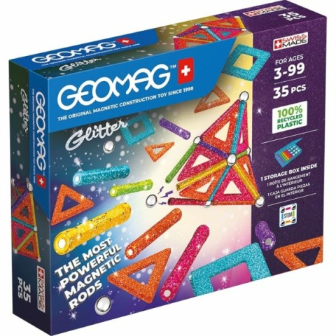 Geomag Glitter Panels 35-teiliges glitzerndes magnetisches Konstruktionsspielzeug