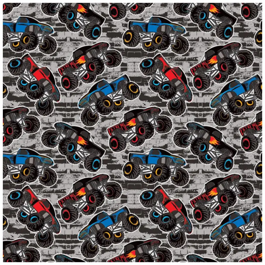 Geschenkpapier mit Monstertruck-Motiv, 100x70 cm