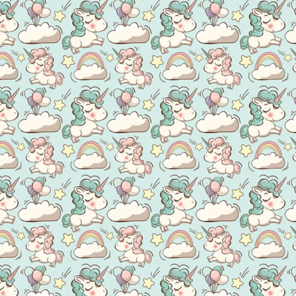 Geschenkpapier mit pastellfarbenen Einhörnern, 100x70 cm