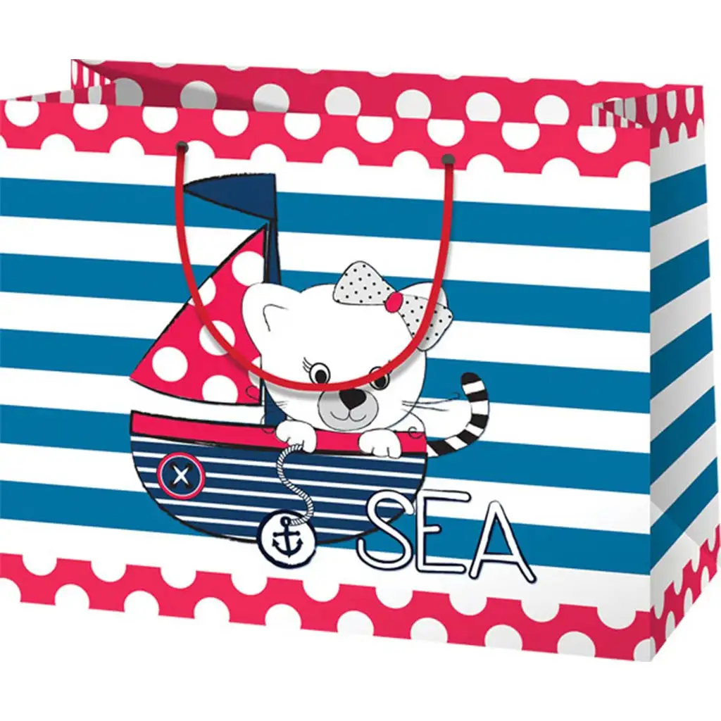 Geschenktasche mit Katzenmotiv, mittlere Größe, 18x23x10cm