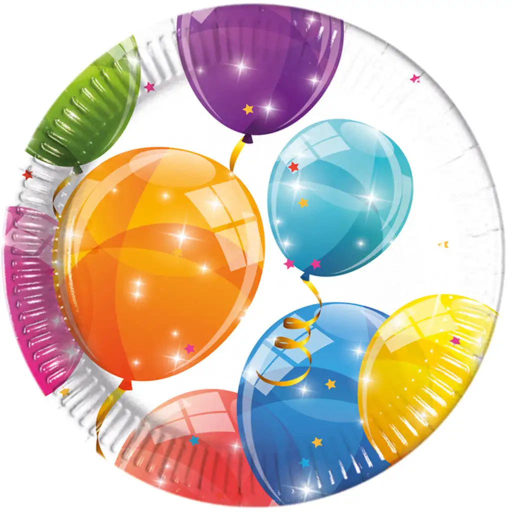 Glänzende Luftballon-Pappteller 8er-Set