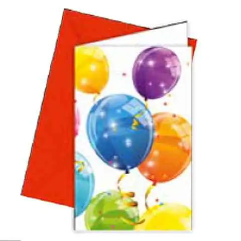 Glänzende Luftballon-Party-Einladung mit Umschlag, 6 Stück