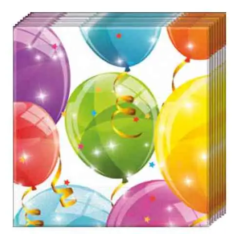 Glänzende Luftballons 2-lagige Papierserviette 20 Stück