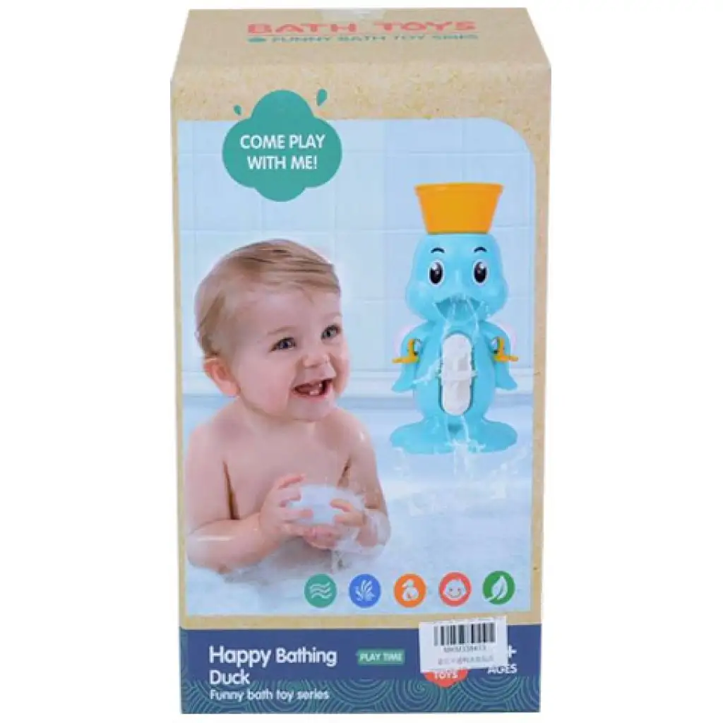 Glückliche Ente blaues Badespielzeug