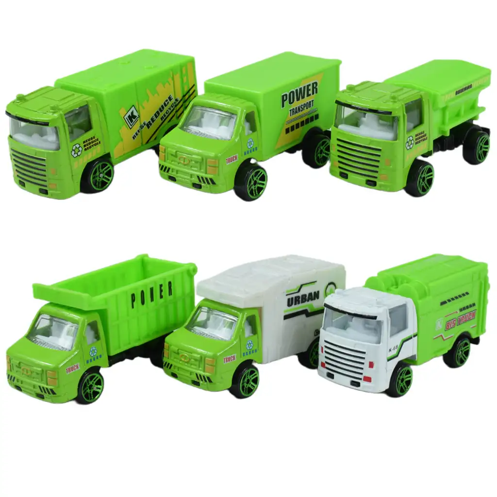 Greening Car: Müllabfuhr-LKWs 10er-Set kép 4