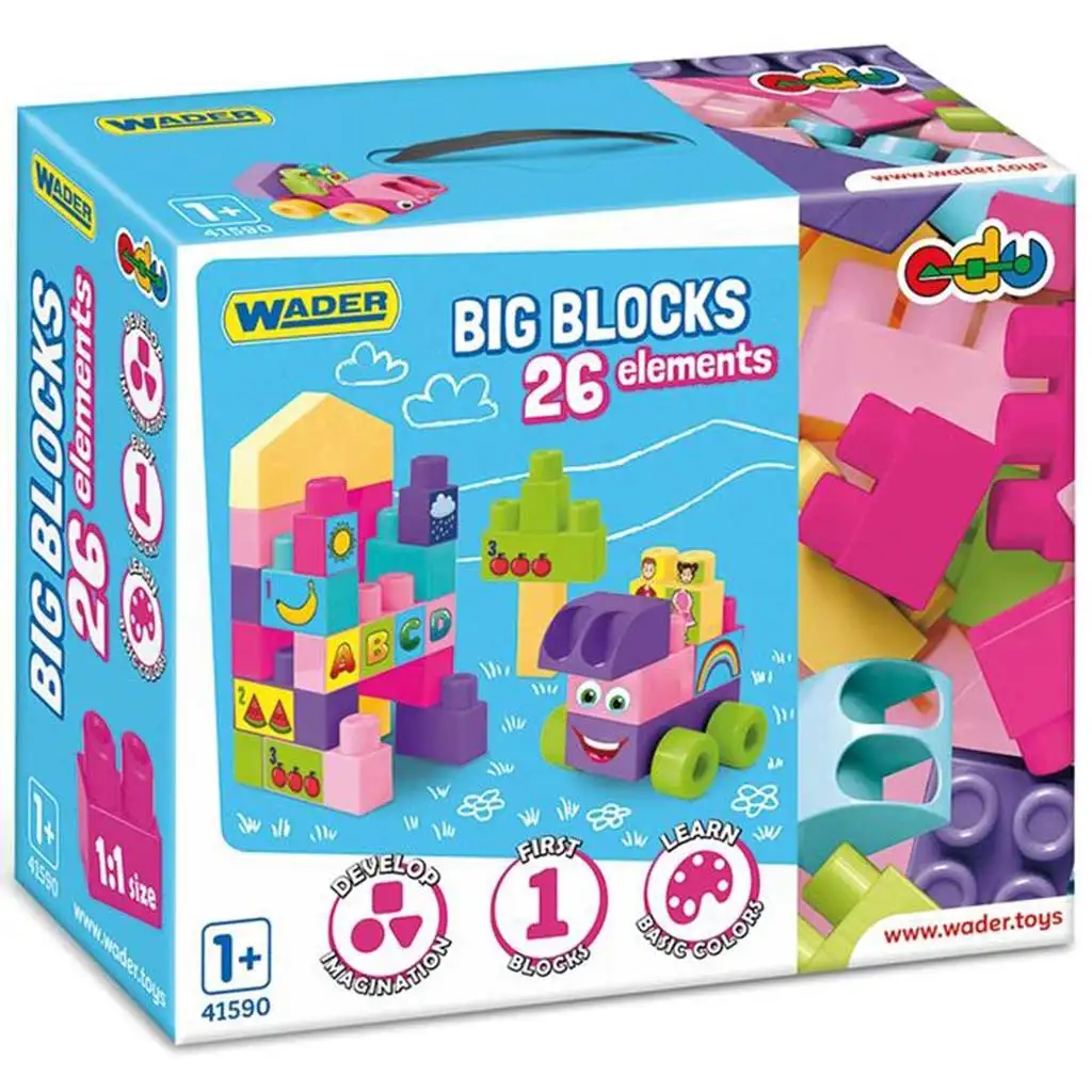 Großes Baustein-Set mit rosa Elementen 26-teilig - Wader