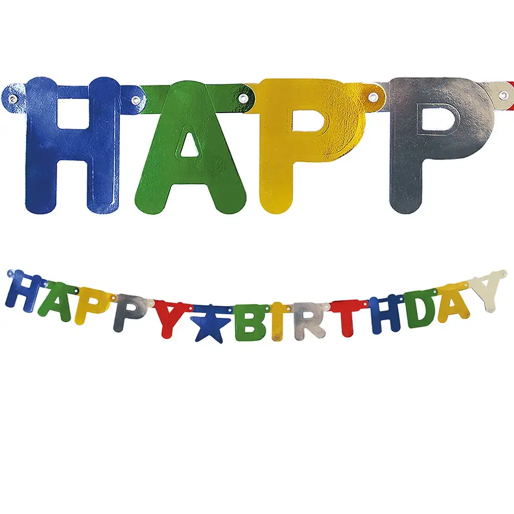 Happy Birthday Girlande – in Metallic-Farben