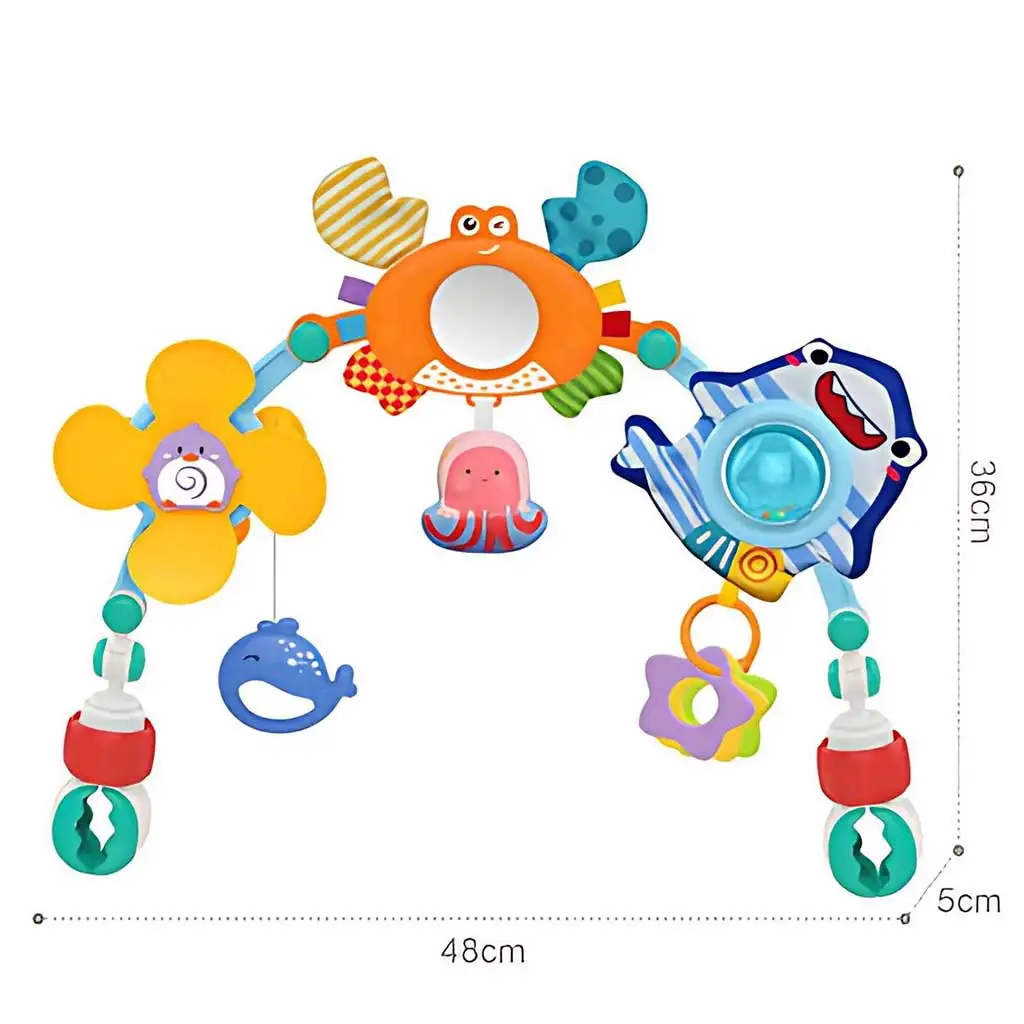 Happy World: An das Kinderbett oder den Kinderwagen befestigbarer Spielbogen mit Meeresmotiven 48x36cm kép 2