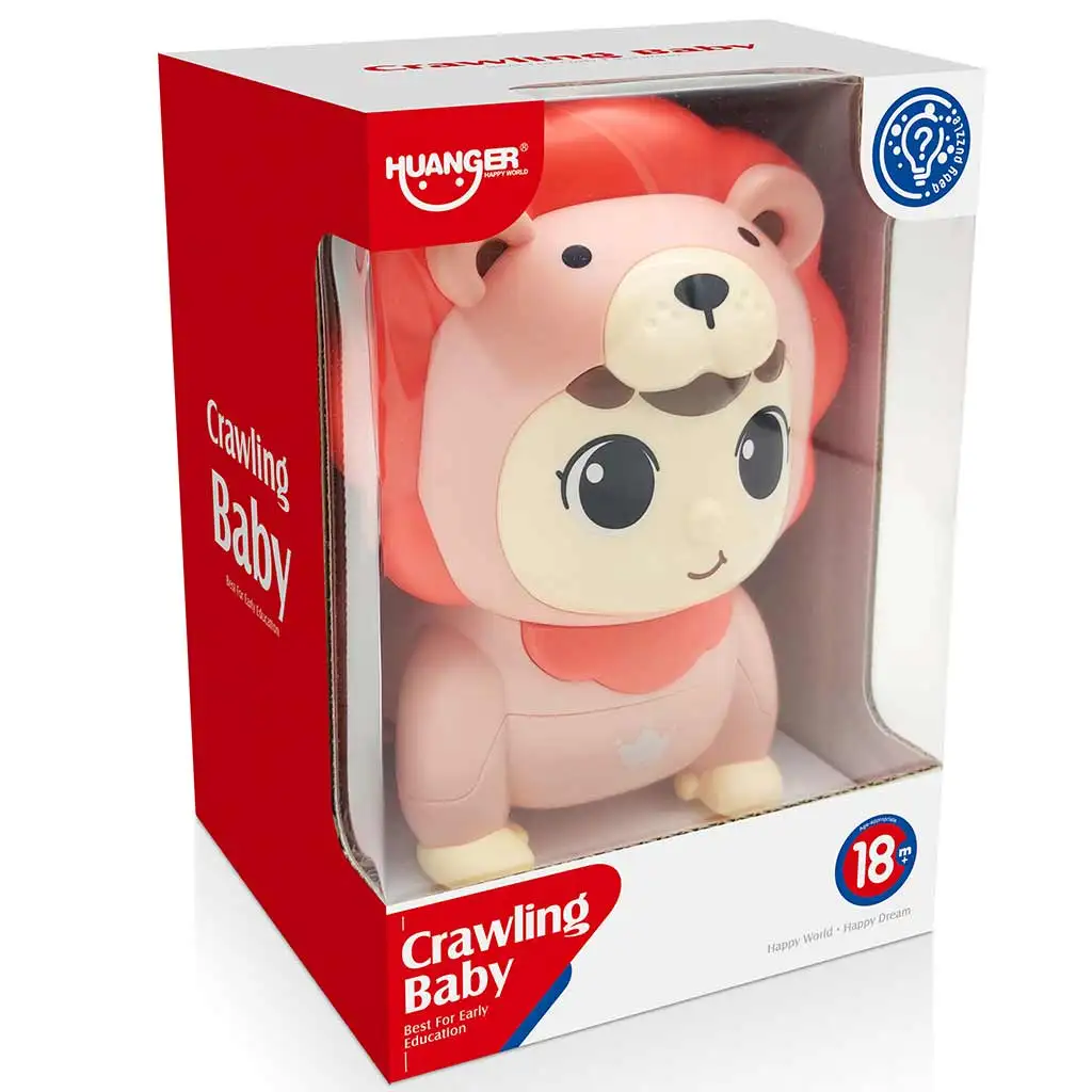 Happy World: Krabbelndes Baby im Löwenkostüm in Pink, 13x17cm kép 2