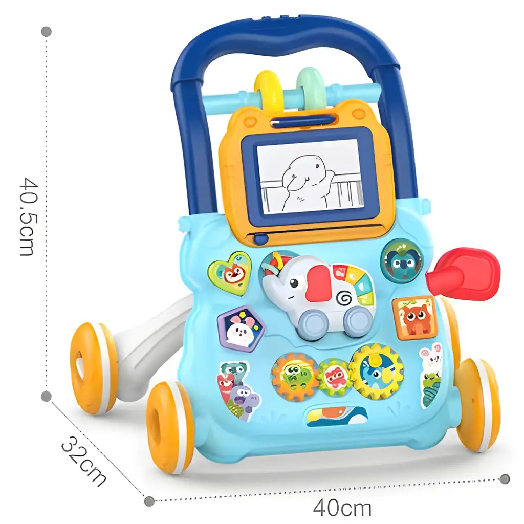 Happy World: Musikalischer Lernlaufwagen für Jungen mit Elefantenmotiv kép 4