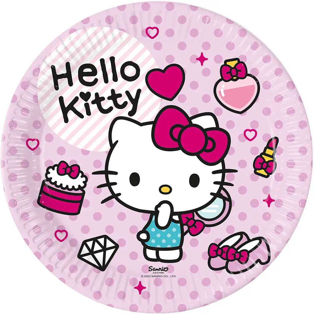 Hello Kitty 8-teiliges Pappteller-Set 23cm