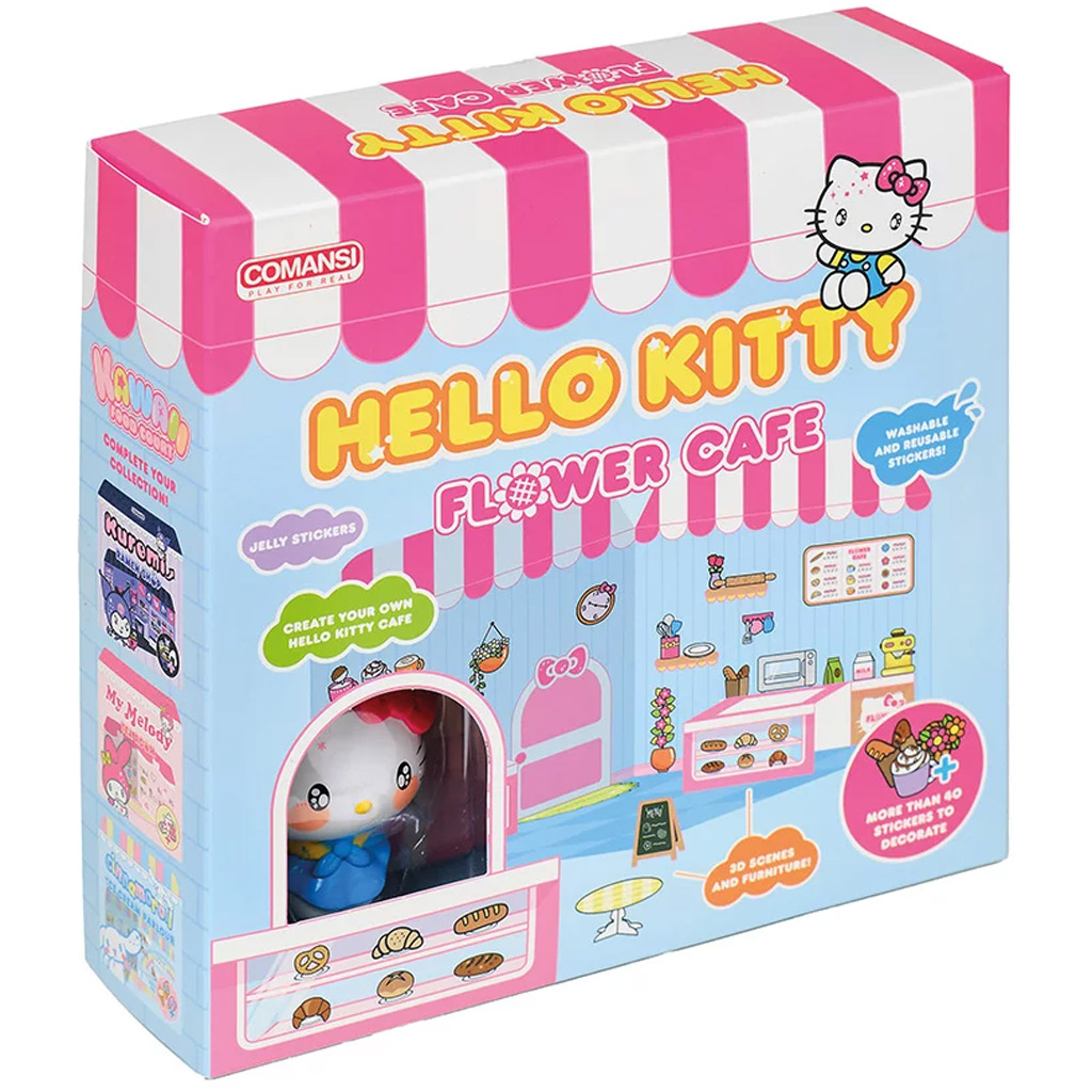 Hello Kitty Flower Café Figur mit beklebbarem Haus - Comansi kép 1