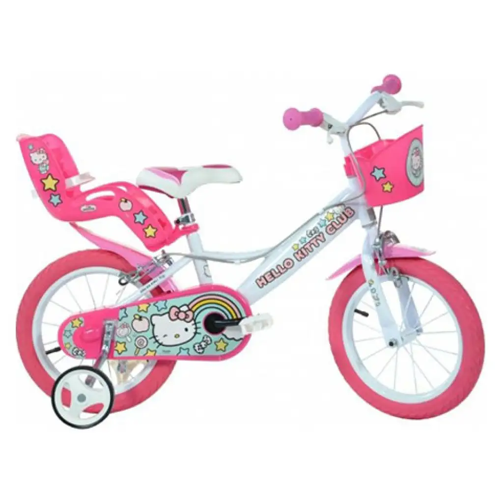 Hello Kitty Kinderfahrrad in Rosa-Weiß, Größe 16 Zoll – Dino Bikes Fahrrad