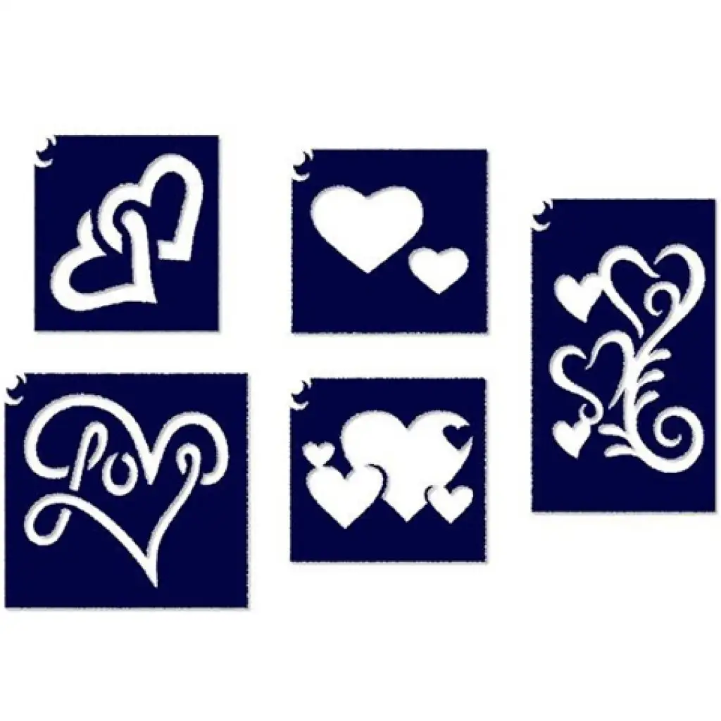 Herz Glitzertattoo Schablonenset 5-teilig