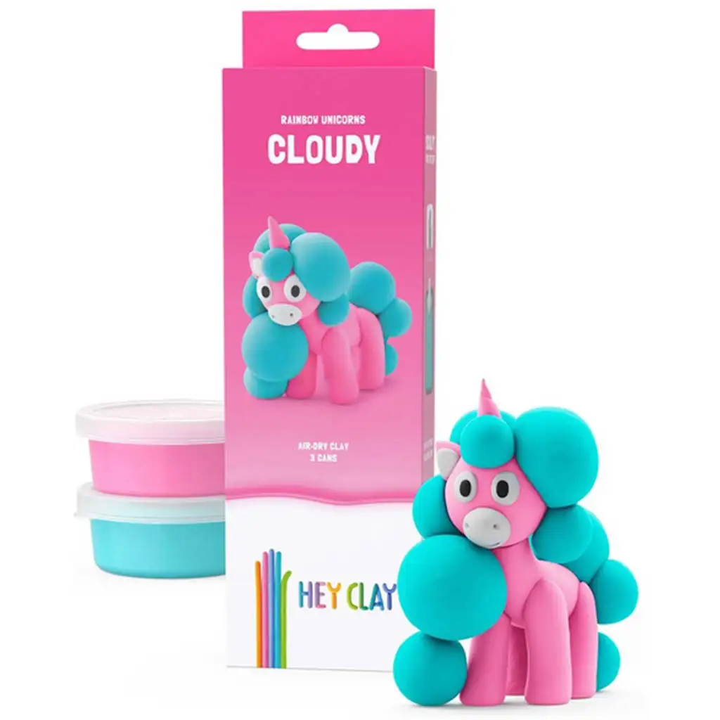 Hey Clay: Flauschig-weiches pinkes Einhorn-Figur Knetset