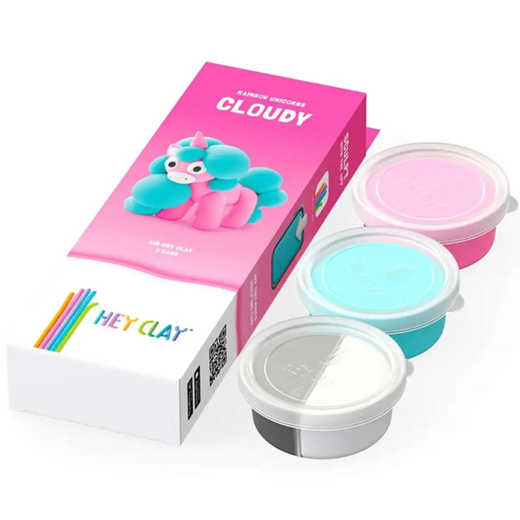 Hey Clay: Flauschig-weiches pinkes Einhorn-Figur Knetset kép 2