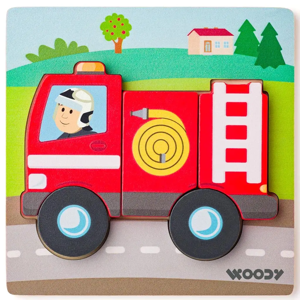 Holz-Puzzle Feuerwehr mit 5 Teilen - Woodyland