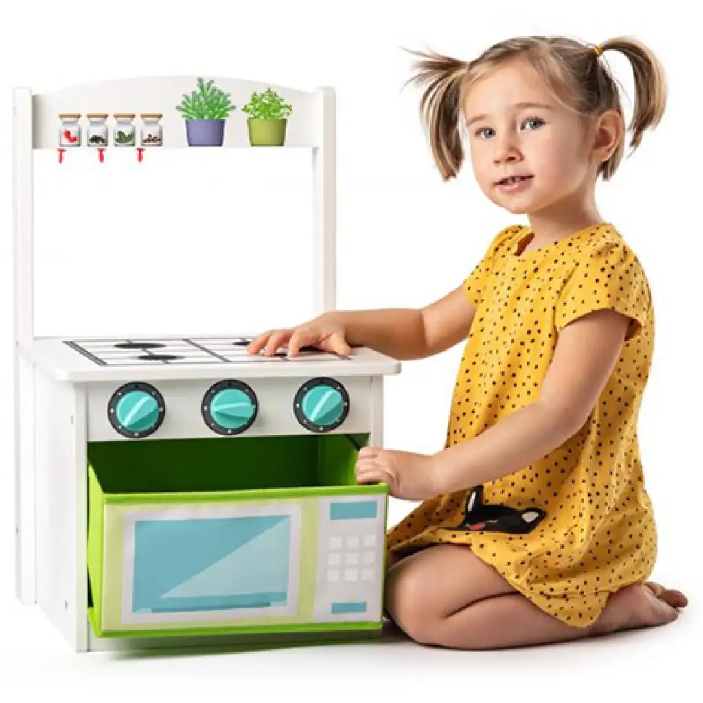 Holzspielzeugküche und Kinderstuhl 2 in 1 - Woodyland kép 2