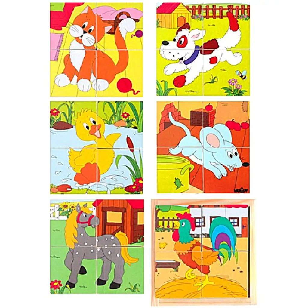 Holzwürfel-Set mit Haustieren kép 1