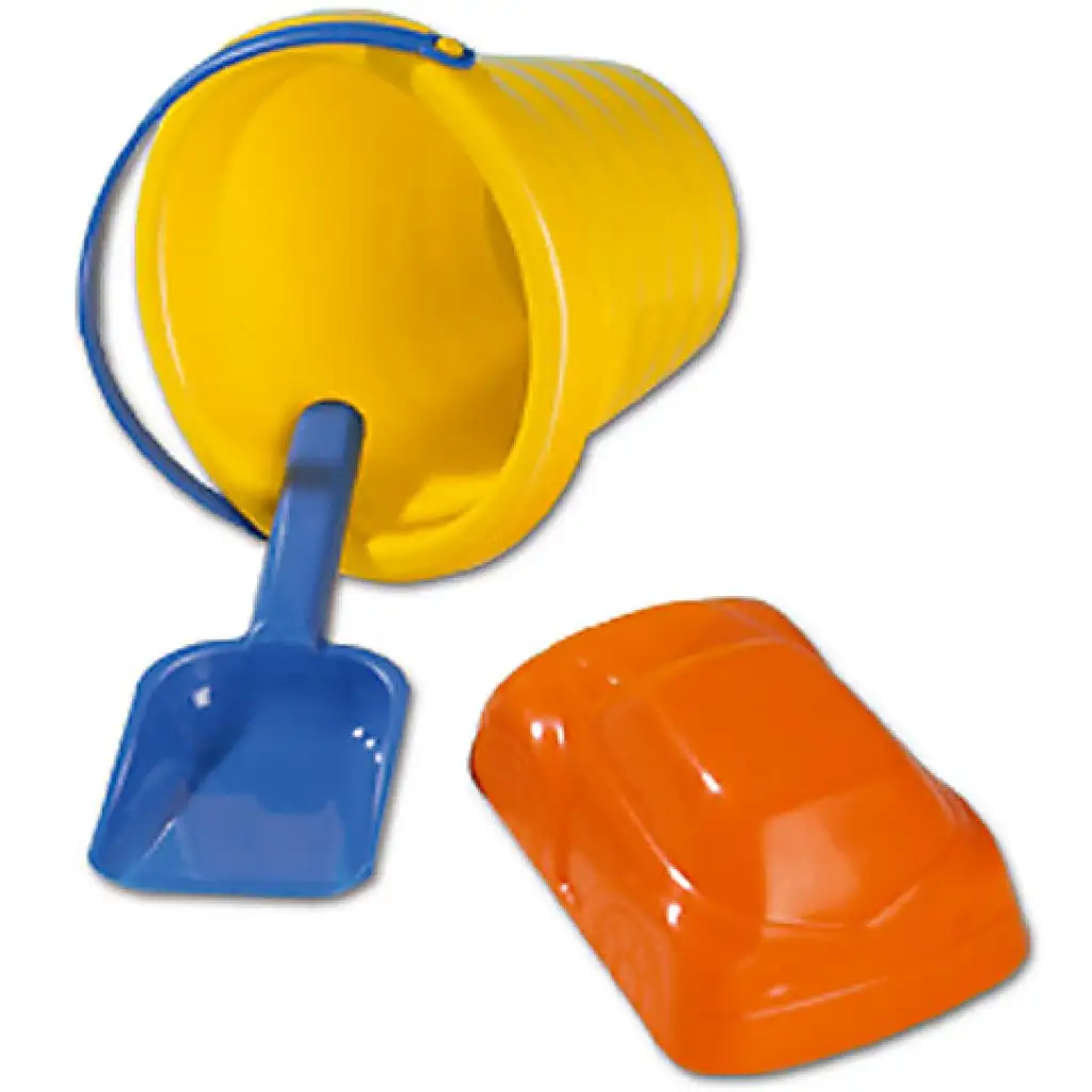 Sandkasten-Set mit gewelltem Eimer 3-teilig - D-Toys