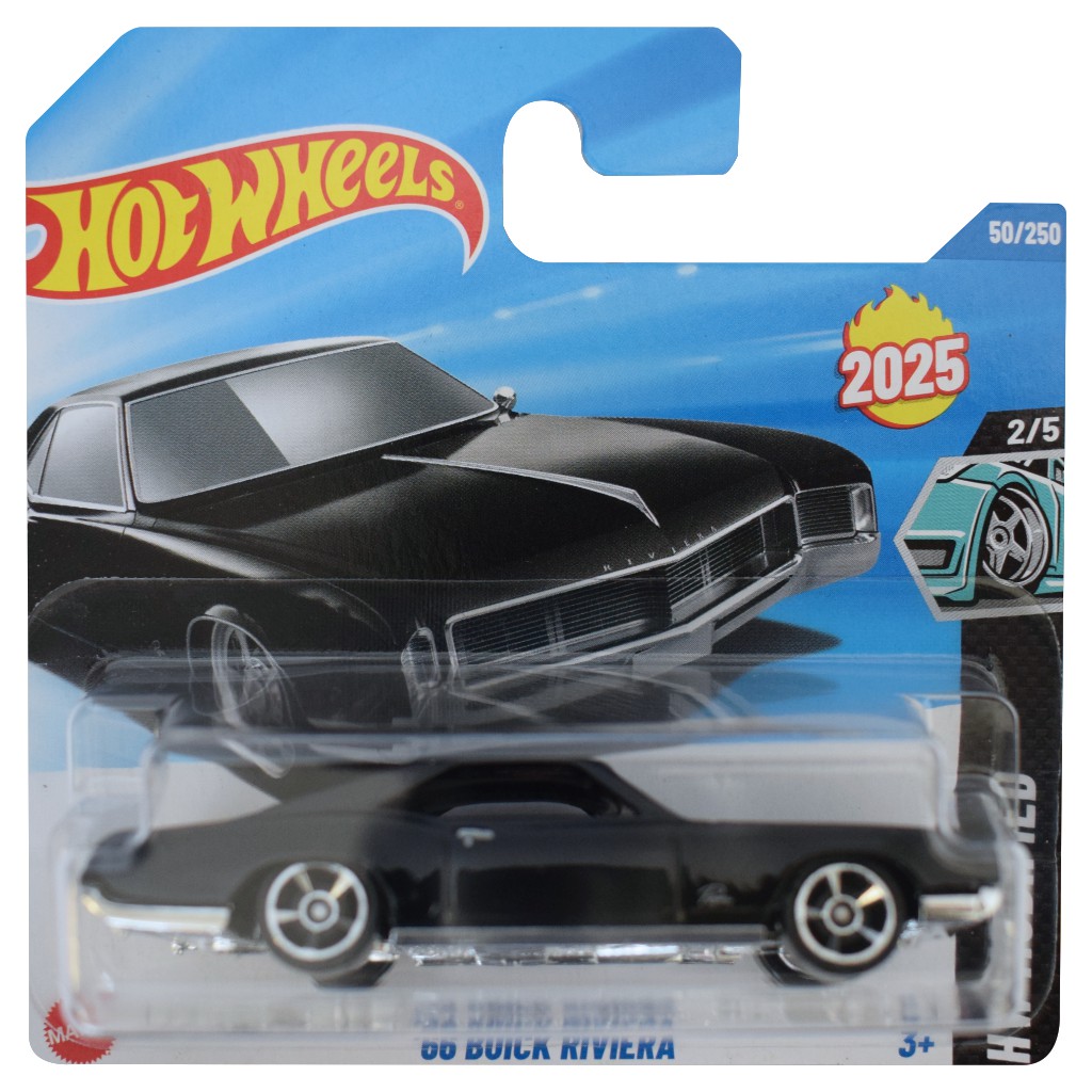 Hot Wheels: 66 Buick Riviera schwarzes Spielzeugauto 1/64 – Mattel