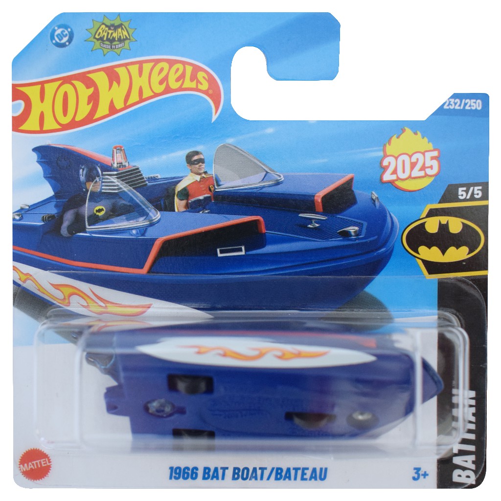 Hot Wheels: 1966 Bat Boat blaues Spielzeugauto 1/64 – Mattel