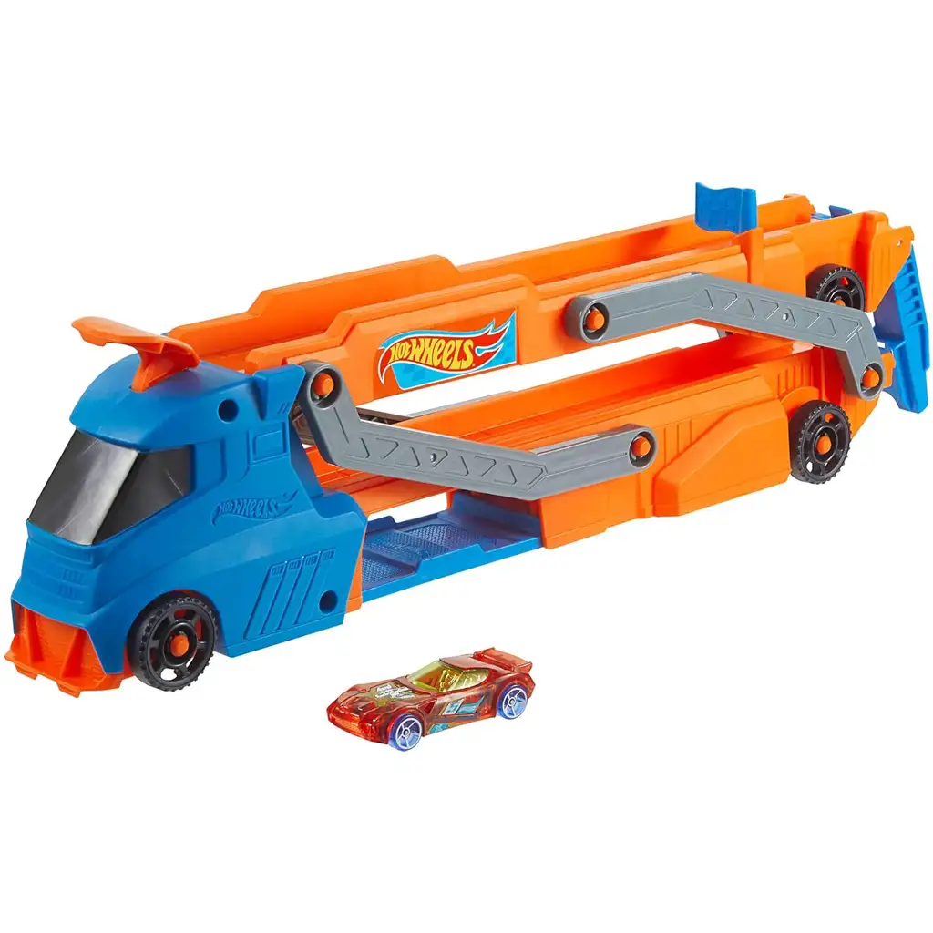 Hot Wheels City: Speed Track Transporter-Lkw mit Spielzeugauto - Mattel kép 2