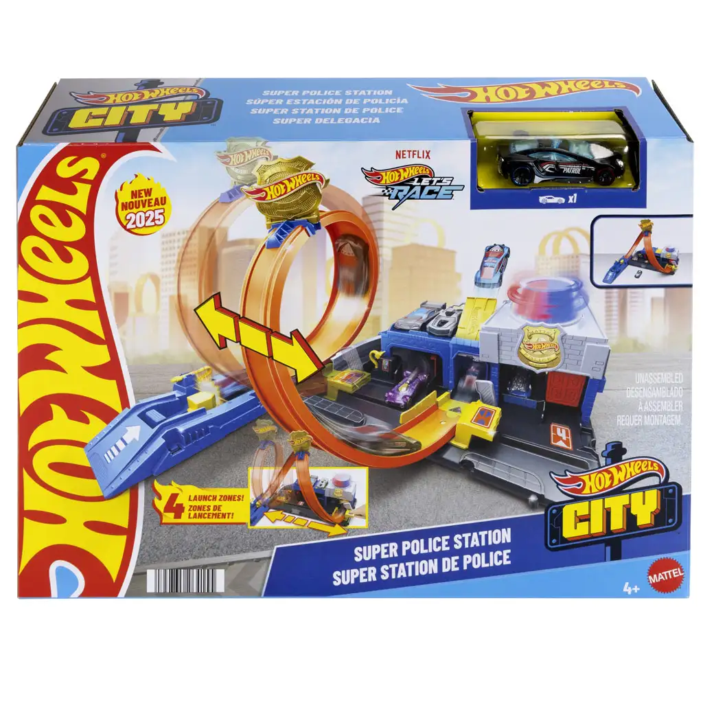 Hot Wheels City: Super Polizeistation Spielset mit kleinem Auto - Mattel