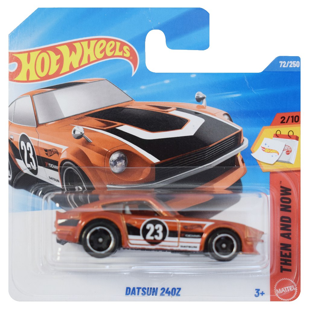 Hot Wheels: Datsun 240Z gelbes Spielzeugauto 1/64 – Mattel
