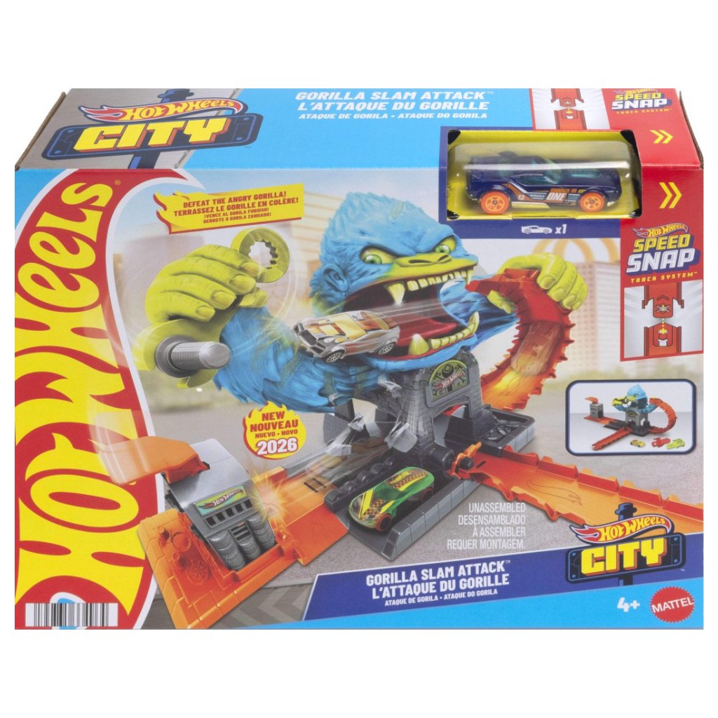 Hot Wheels: Gorilla Slam Attack Rennbahn-Set - Mattel