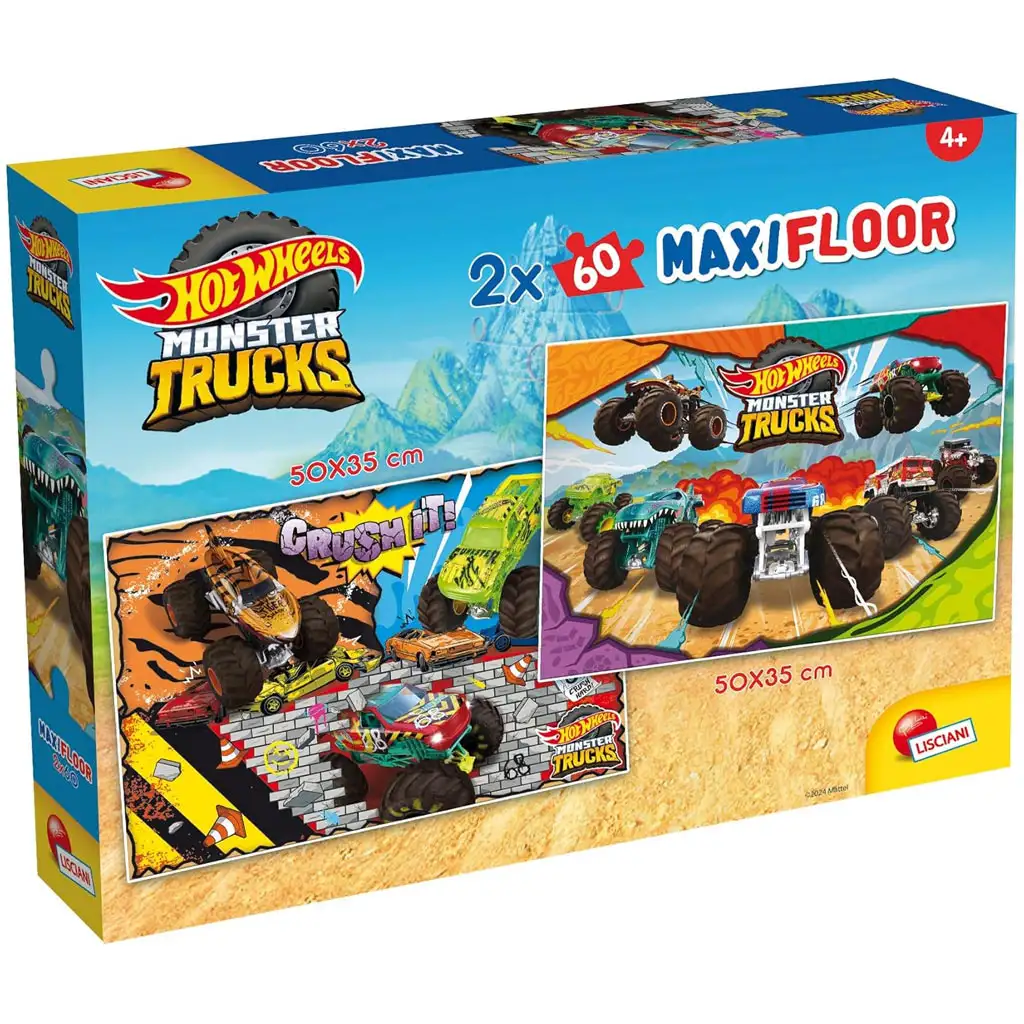 Hot Wheels Monster Trucks 2 x 60-teiliges Maxi-Bodenpuzzle 50x35 cm – Lisciani