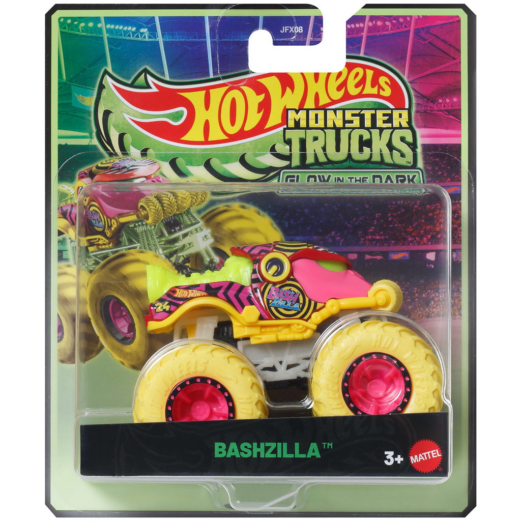 Hot Wheels Monster Trucks: Bashzilla – im Dunkeln leuchtendes 1/64-Spielzeugauto – Mattel