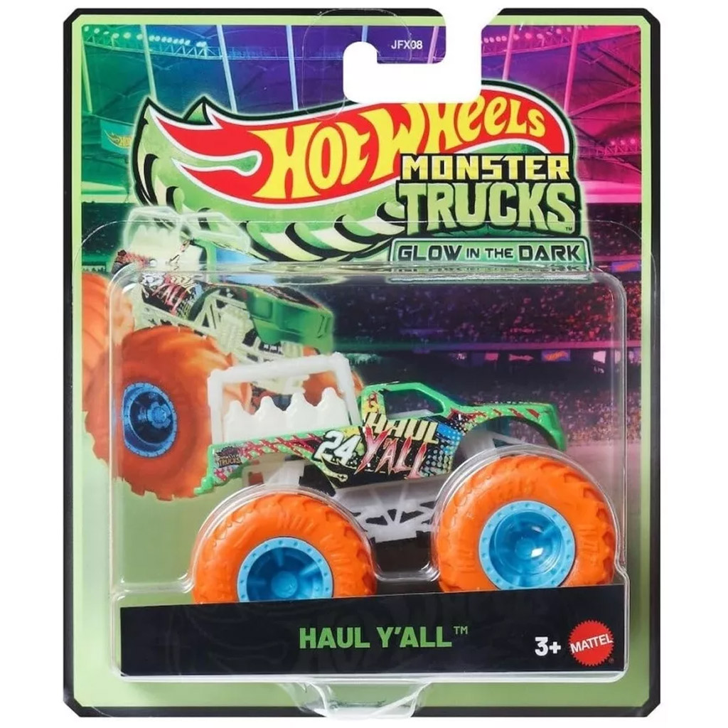 Hot Wheels Monster Trucks: Haul Y’all im Dunkeln leuchtendes 1:64-Spielzeugauto – Mattel