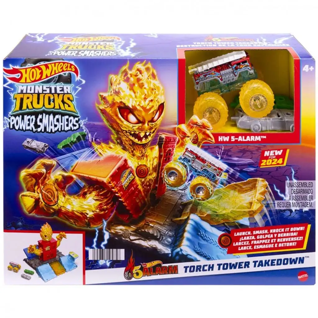 Hot Wheels: Monster Trucks Power Smashers Feuermonster-Trackset - Mattel