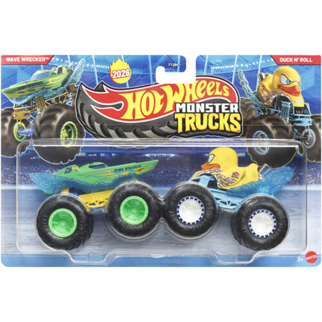 Hot Wheels Monster Trucks: Wave Wrecker vs. Duck N Roll 2er-Pack 1/64 - Mattel